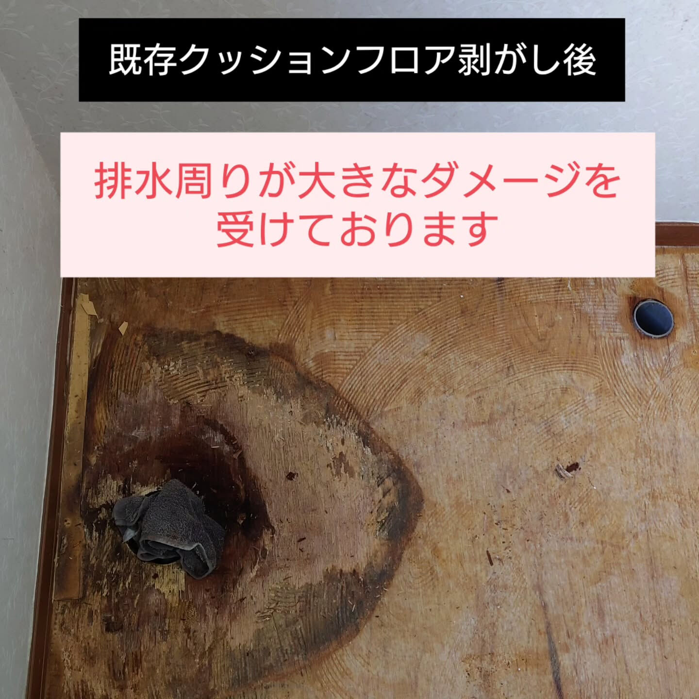 坂戸市の現場にて洗面室の床工事を行いました